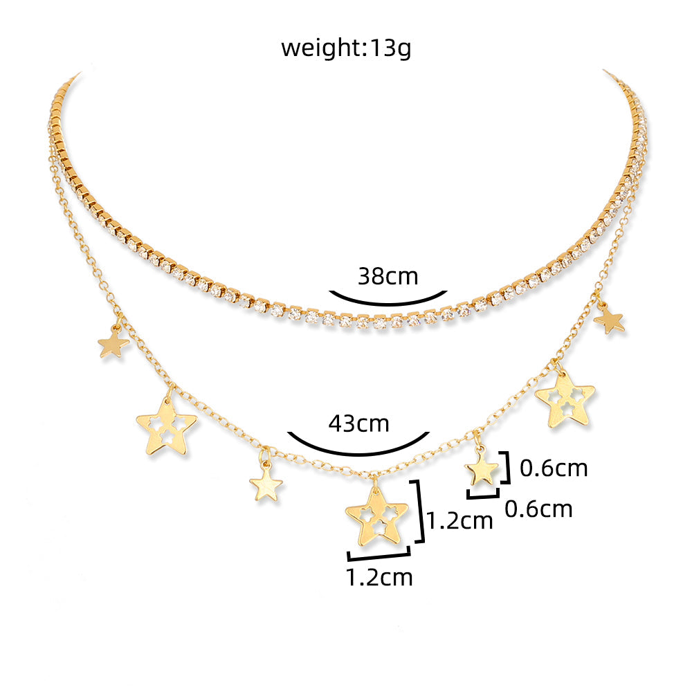 Sterne Weiße Diamanten Mehrere Halsketten