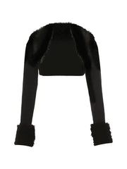 Schwarze Bolerojacke mit Pelzbesatz
