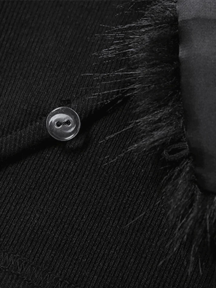Schwarze Bolerojacke mit Pelzbesatz