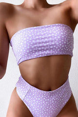 Lila Bikinihose mit hoher Taille und Blumenmuster