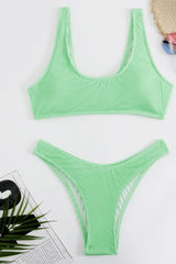 Mint Crinkle Scoop Bikini Top