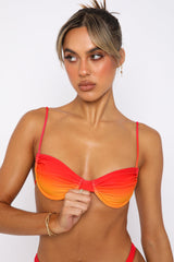 Ombre Balconette Underwire High-Cut Bikini Set - Red