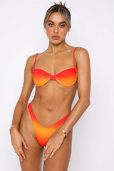 Ombre Balconette Underwire High-Cut Bikini Set - Red