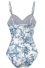 Balconette-Badeanzug mit Dschungel-Print - Blau/Grün