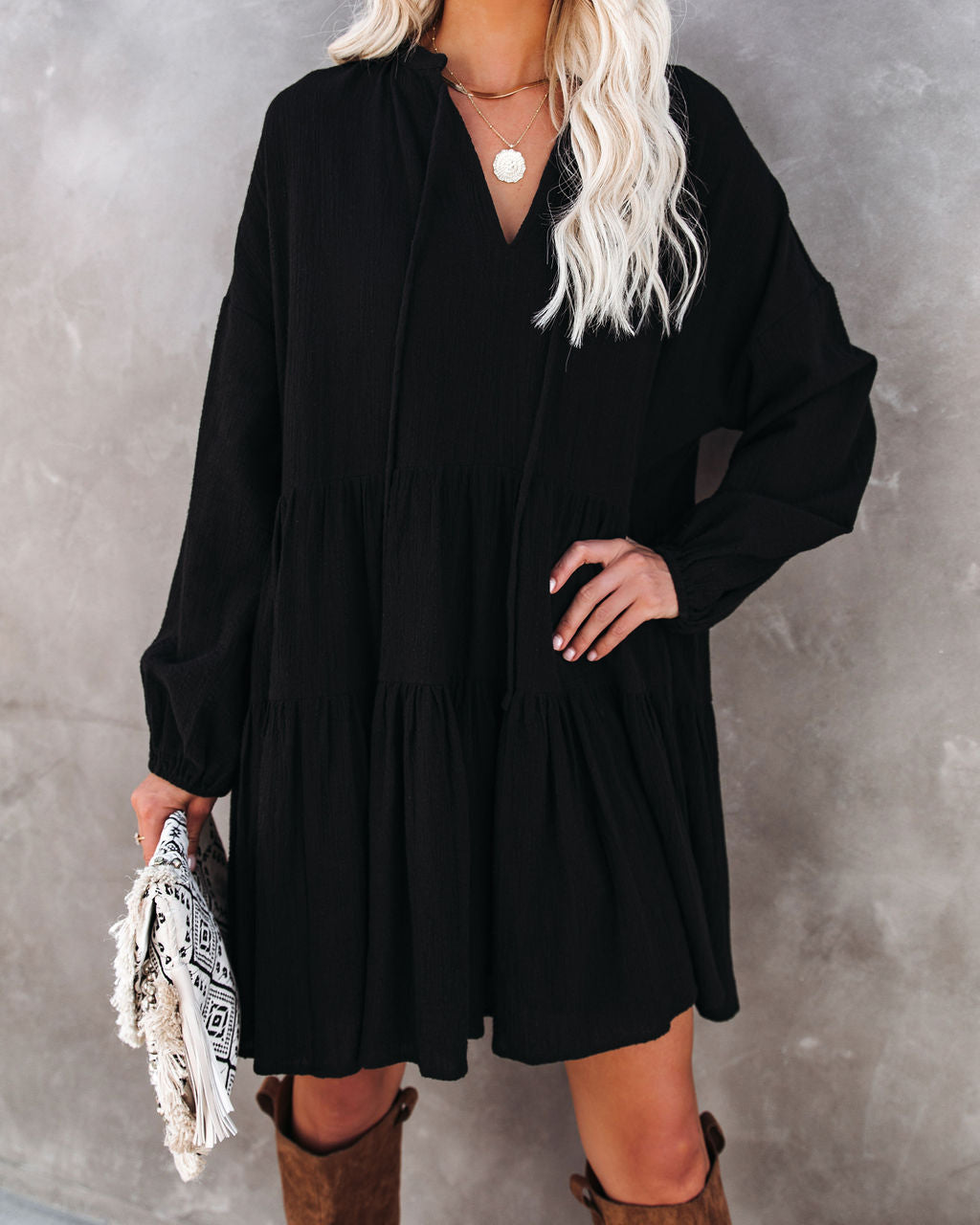 From Autumn To Spring Babydoll-Kleid aus Baumwolle - Schwarz
