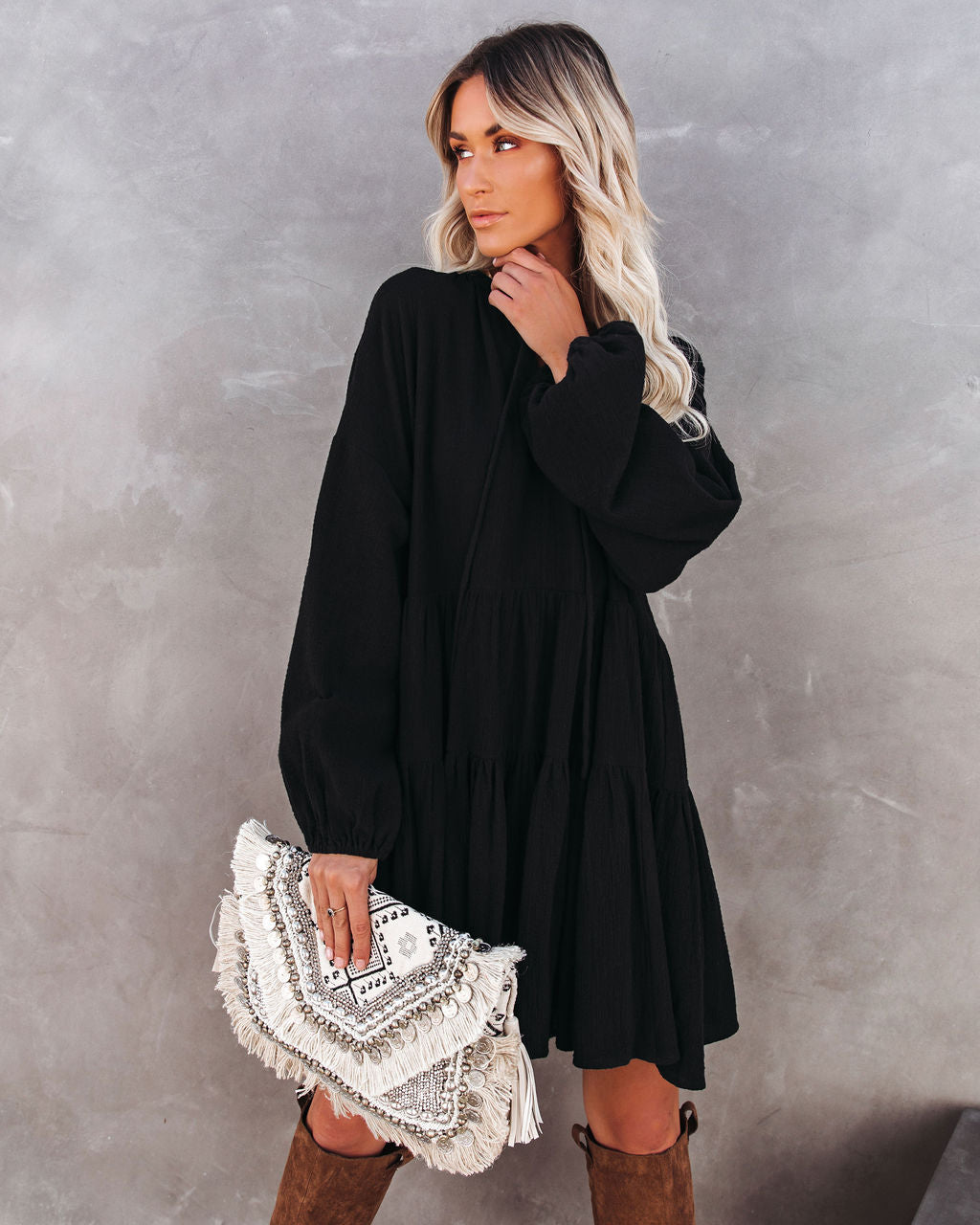 From Autumn To Spring Babydoll-Kleid aus Baumwolle - Schwarz