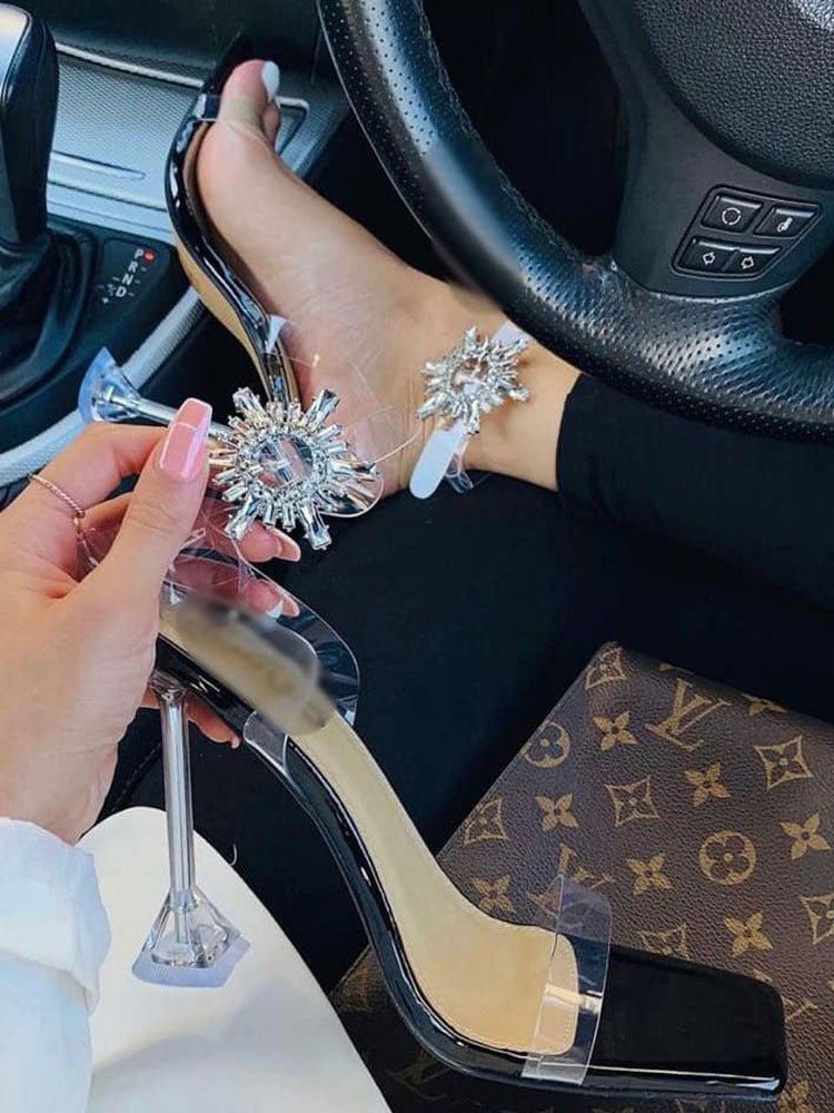 Strass Sun Clear Pyramid Heels