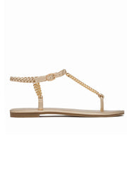 Flache Sandalen mit Metallkette