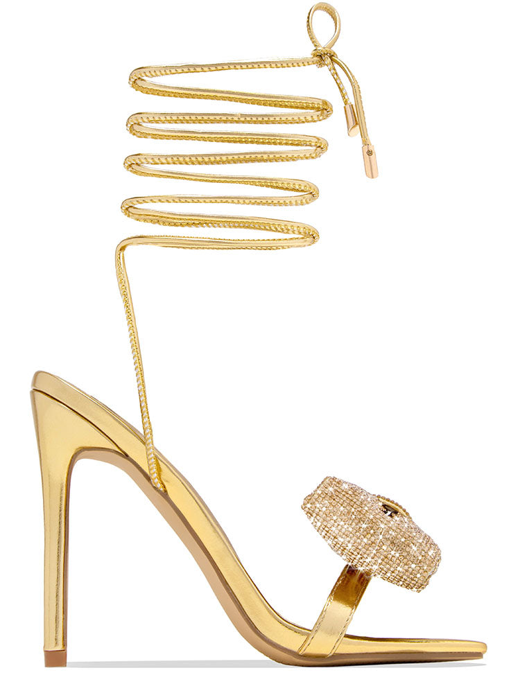 High Heels mit Schleife und Strasssteinen