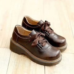 Oxford-Schuhe mit runder Zehenpartie und Retro-Schleife