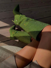 Wildlederstiefel mit Kristallverzierung