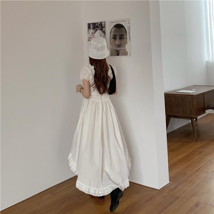 Vintage Ästhetischer asymmetrischer Rock Dünnes weißes Kleid