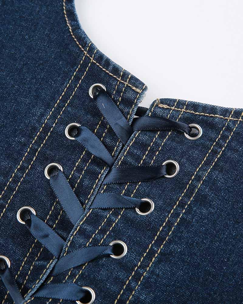 Vedette Denim-Korsett-Top