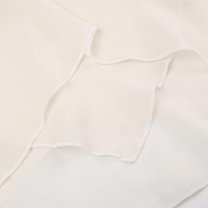 Einfarbiges, gerüschtes Chiffon-Tube-Top zum Selbstbinden mit Reißverschluss