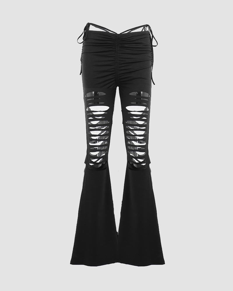 Cayetlin – Zerrissene Schlaghose mit niedriger Taille