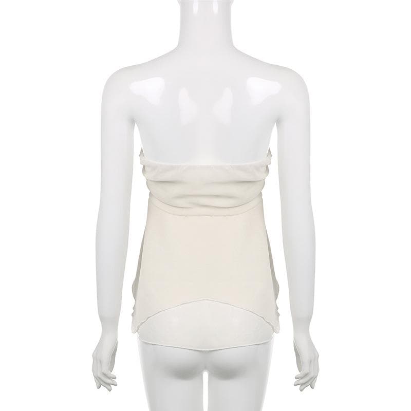 Einfarbiges, gerüschtes Chiffon-Tube-Top zum Selbstbinden mit Reißverschluss