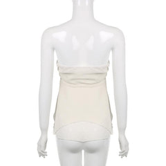 Einfarbiges, gerüschtes Chiffon-Tube-Top zum Selbstbinden mit Reißverschluss