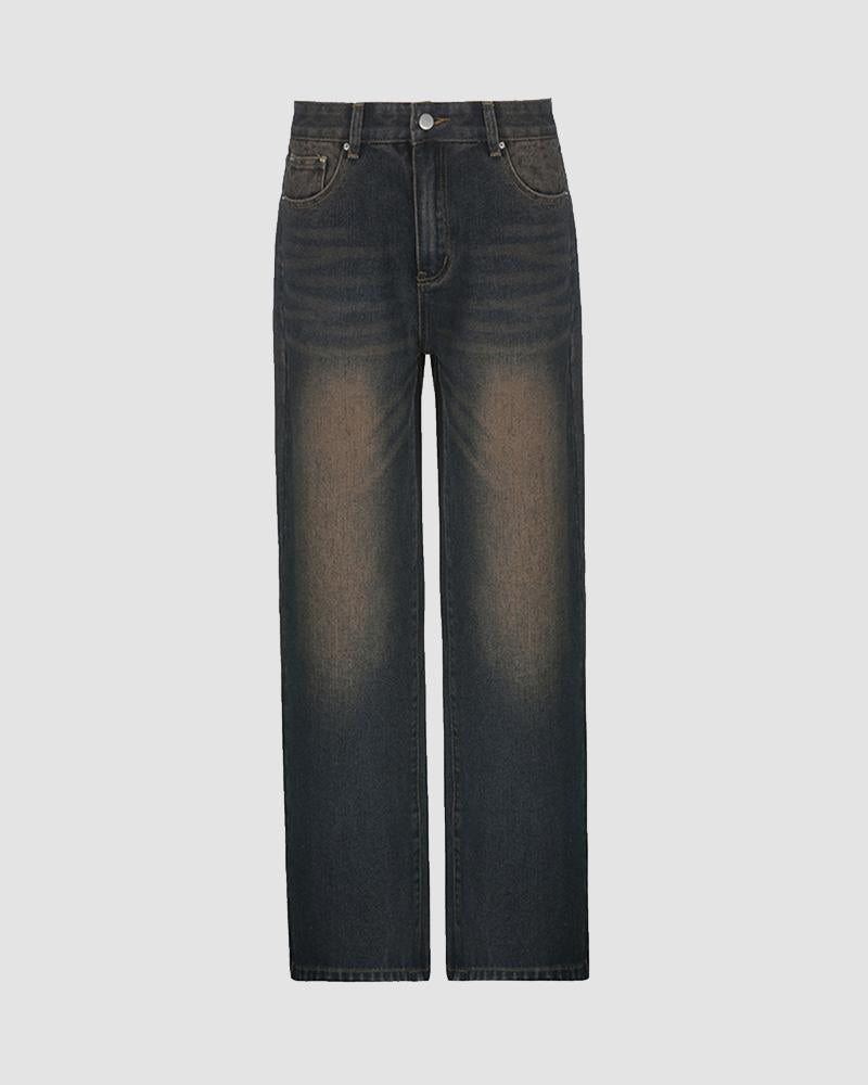 Oversize-Jeans mit verblasstem Dirigible-Aufdruck