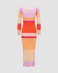 Colors of Summer Off Shoulder Ribbed Dress