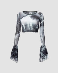 Eye On You – Netzoberteil mit Rüschenärmeln