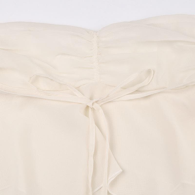 Einfarbiges, gerüschtes Chiffon-Tube-Top zum Selbstbinden mit Reißverschluss
