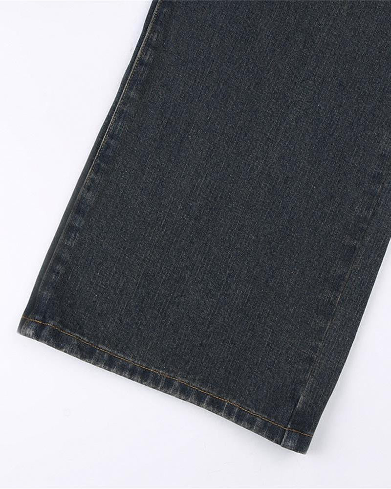 Oversize-Jeans mit verblasstem Dirigible-Aufdruck