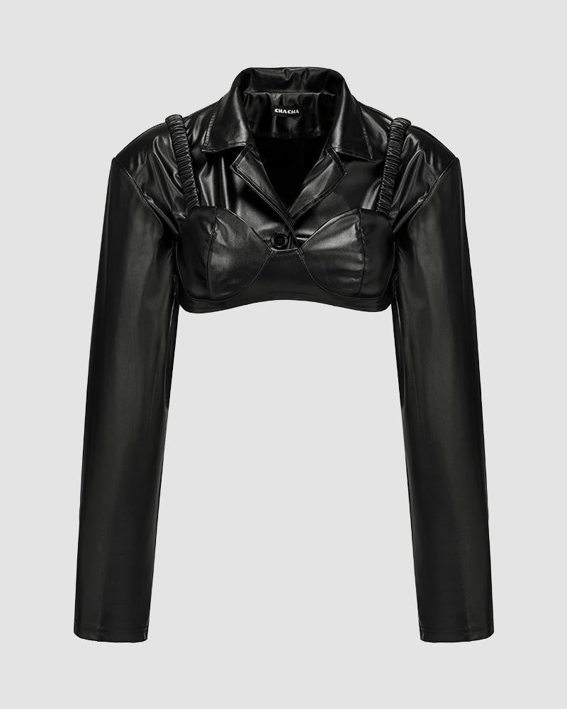 Kurze Jacke „Baddie Statement“ aus Kunstleder