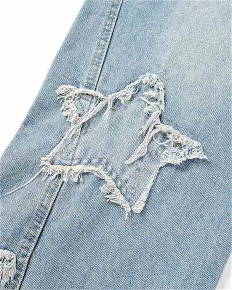Distressed-Jeans aus Sonimire-Denim mit Sternenmuster