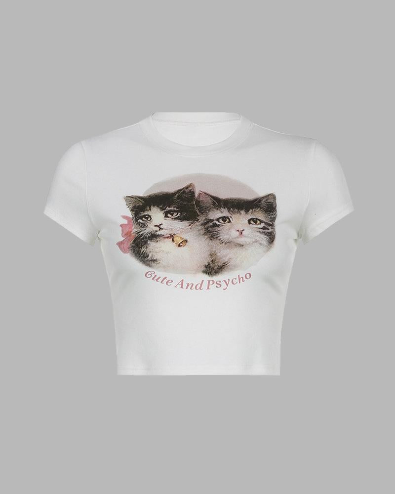 Camiseta de bebé con gatito lindo y psicópata 