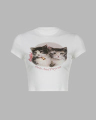 Camiseta de bebé con gatito lindo y psicópata 