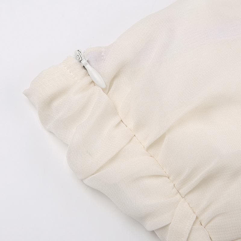 Einfarbiges, gerüschtes Chiffon-Tube-Top zum Selbstbinden mit Reißverschluss