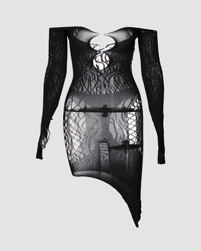 Coven Sisters – Schulterfreies Kleid mit Cut-outs