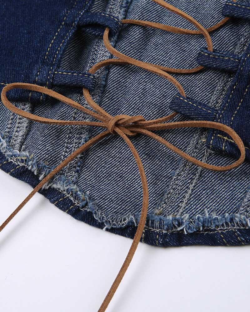 Alcyone Denim-Korsett-Top