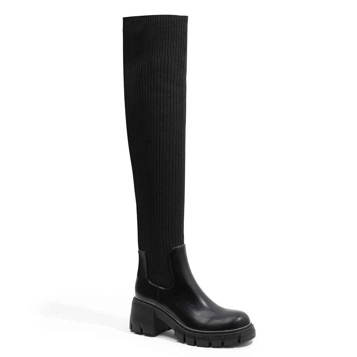 Stiefel im britischen Stil mit klobigen Absätzen und dicker Sohle