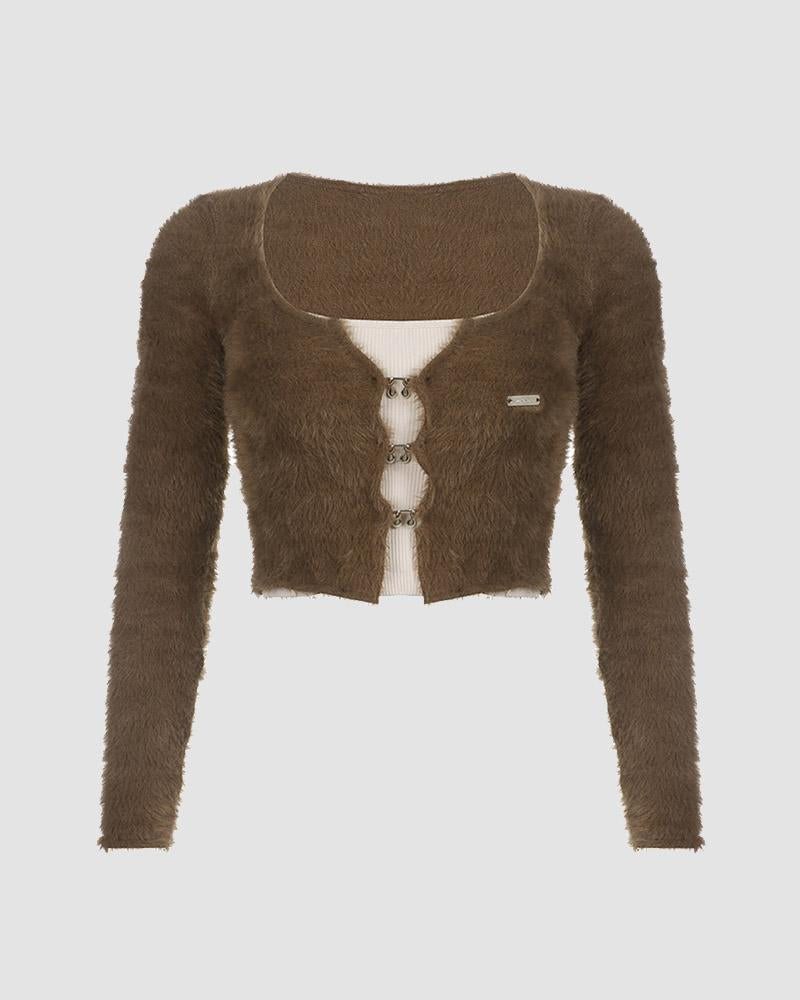 Pollinated Autumn Fuzzy Cardigan