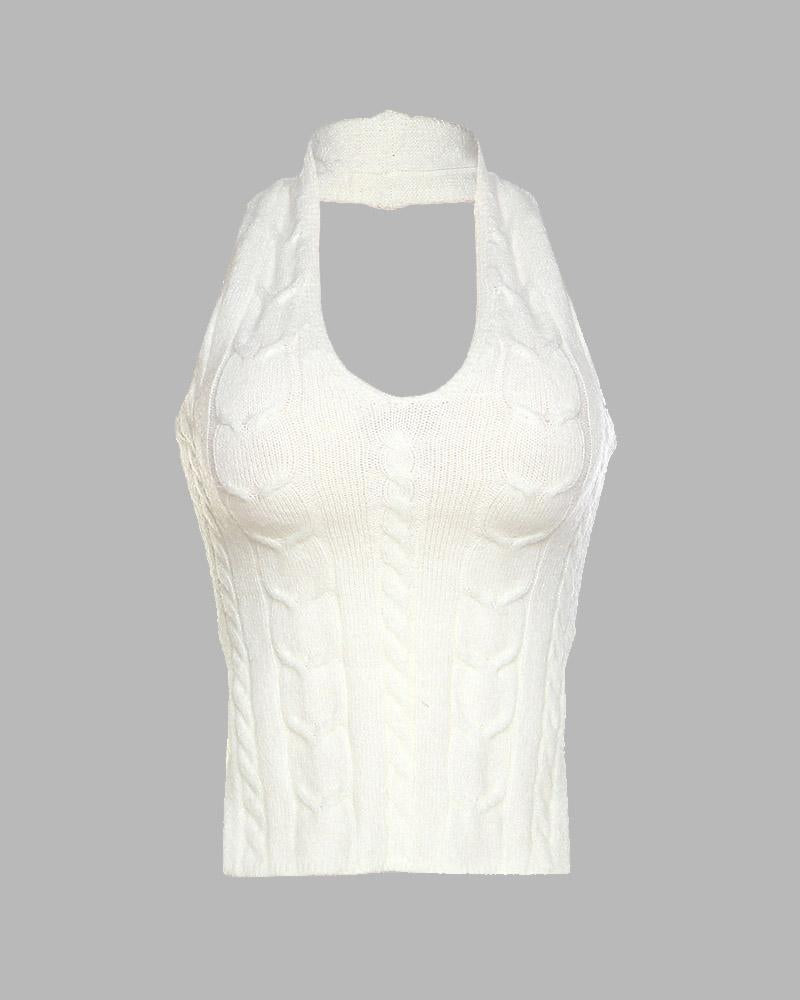 Wink Neckholder-Stricktop mit Zopfmuster