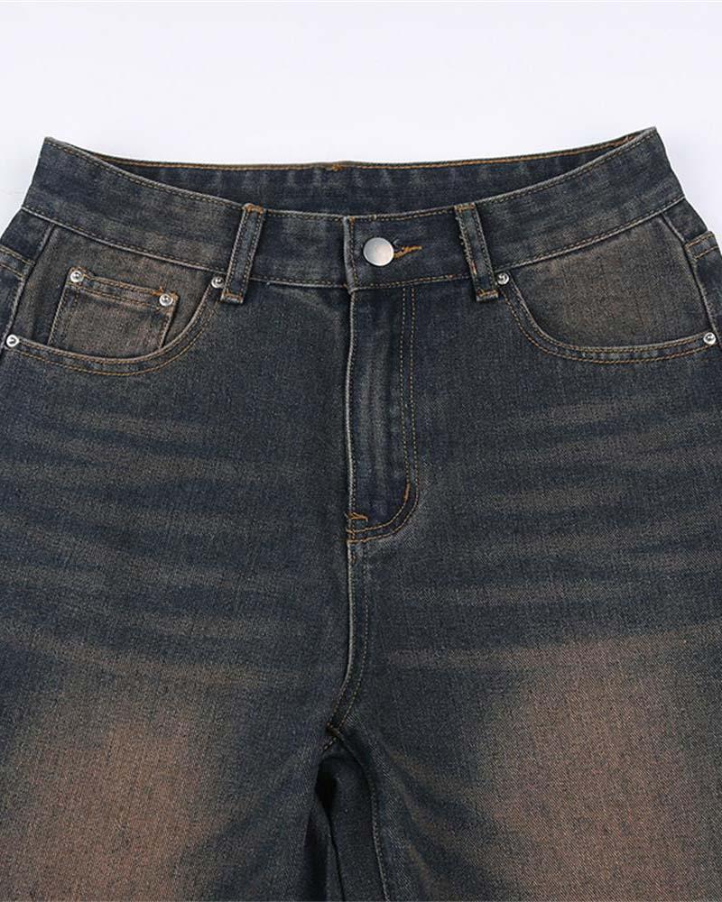 Oversize-Jeans mit verblasstem Dirigible-Aufdruck