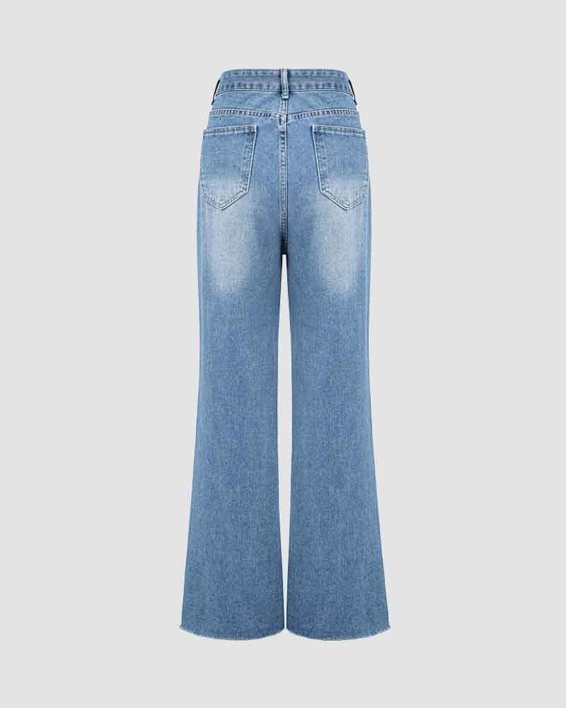Sirius – Ausgestellte Jeans aus zerrissenem Denim