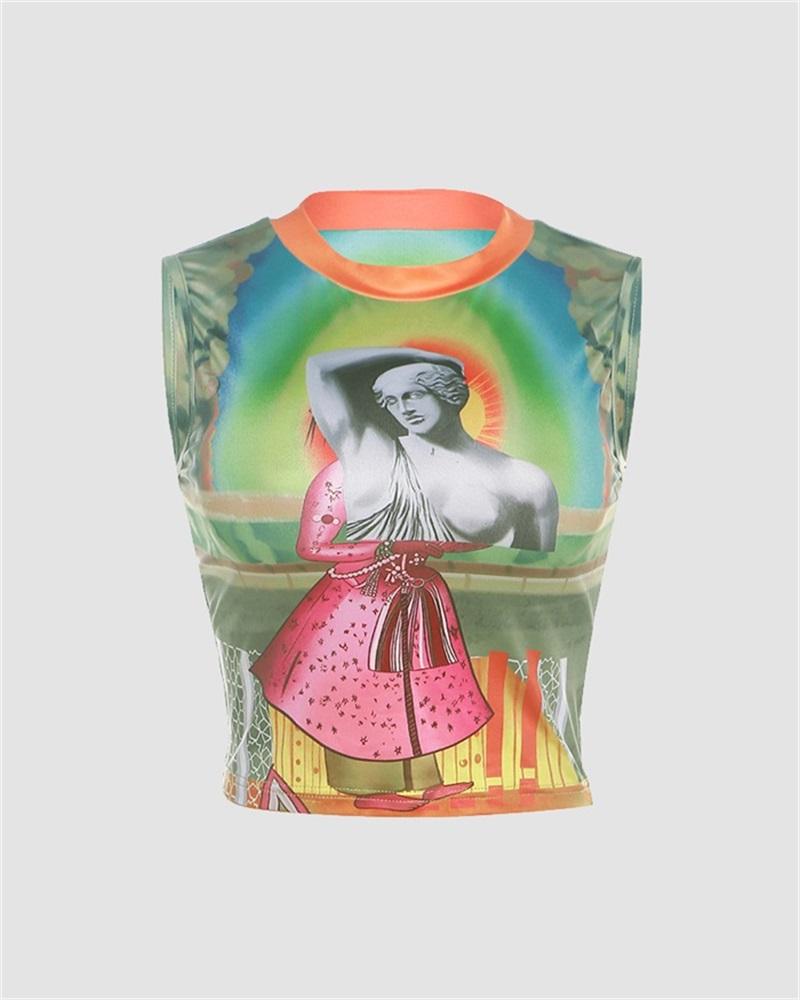 Kurzes Tanktop „Ianassa“ mit Grafik