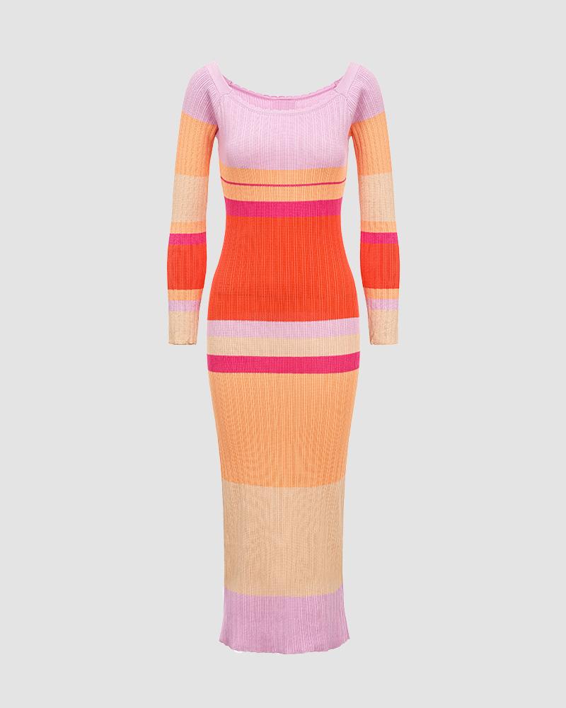 Colors of Summer Off Shoulder Ribbed Dress