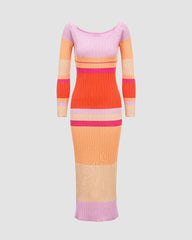 Colors of Summer Off Shoulder Ribbed Dress