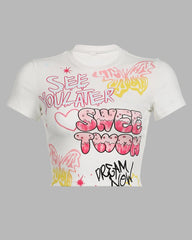 Camiseta con grafiti gráfico de Sweetwon 