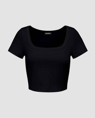 Camiseta corta con cuello redondo de Saldiac
