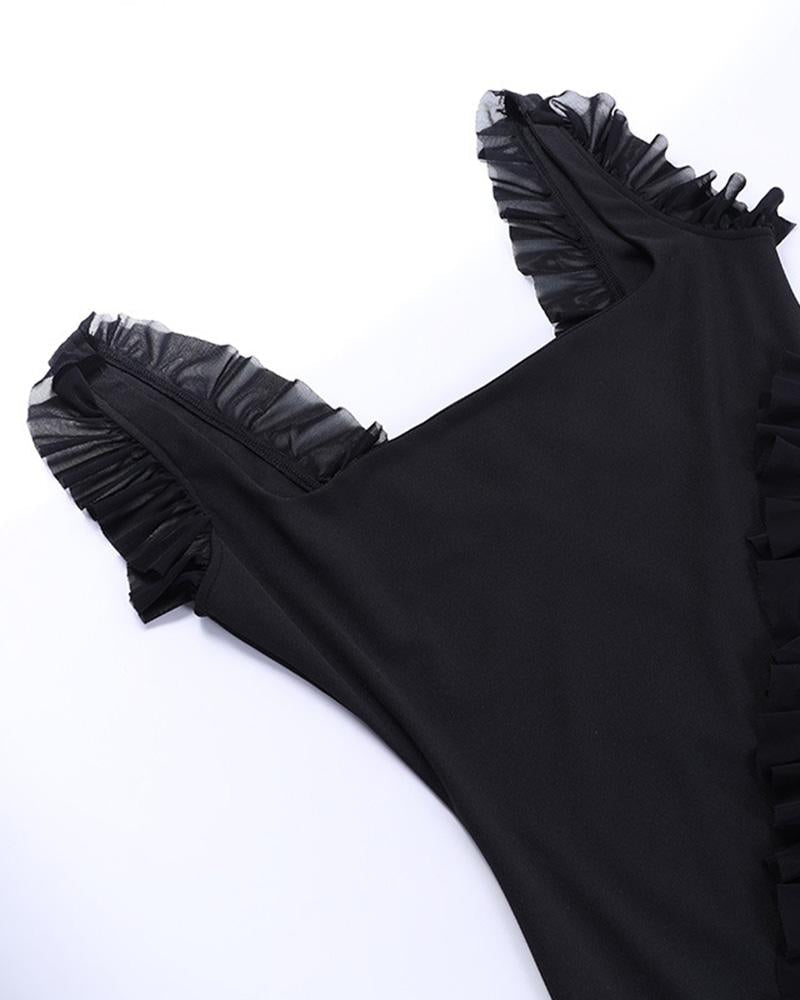 Romantisches, freizügiges Maxikleid mit Rüschen