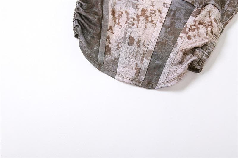 Ärmelloses, kontrastfarbenes Crop-Top mit Kapuze und Reißverschluss