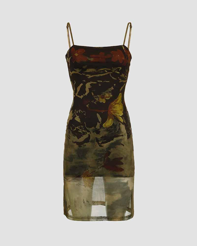 Vestido de malla Midnight Garden 