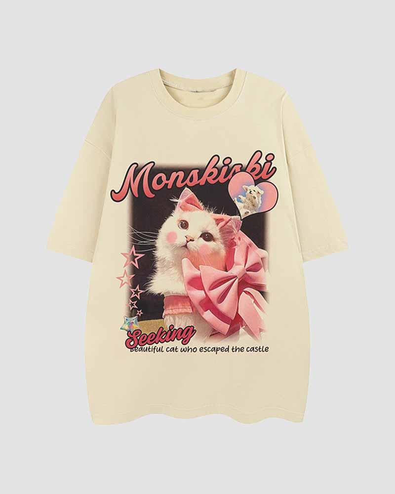 Camiseta oversize con el gato principal 