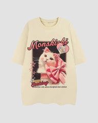 Camiseta oversize con el gato principal 