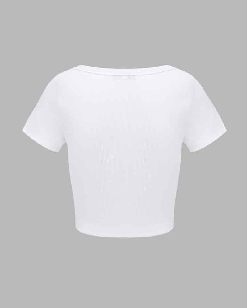 Camiseta corta con cuello redondo de Saldiac