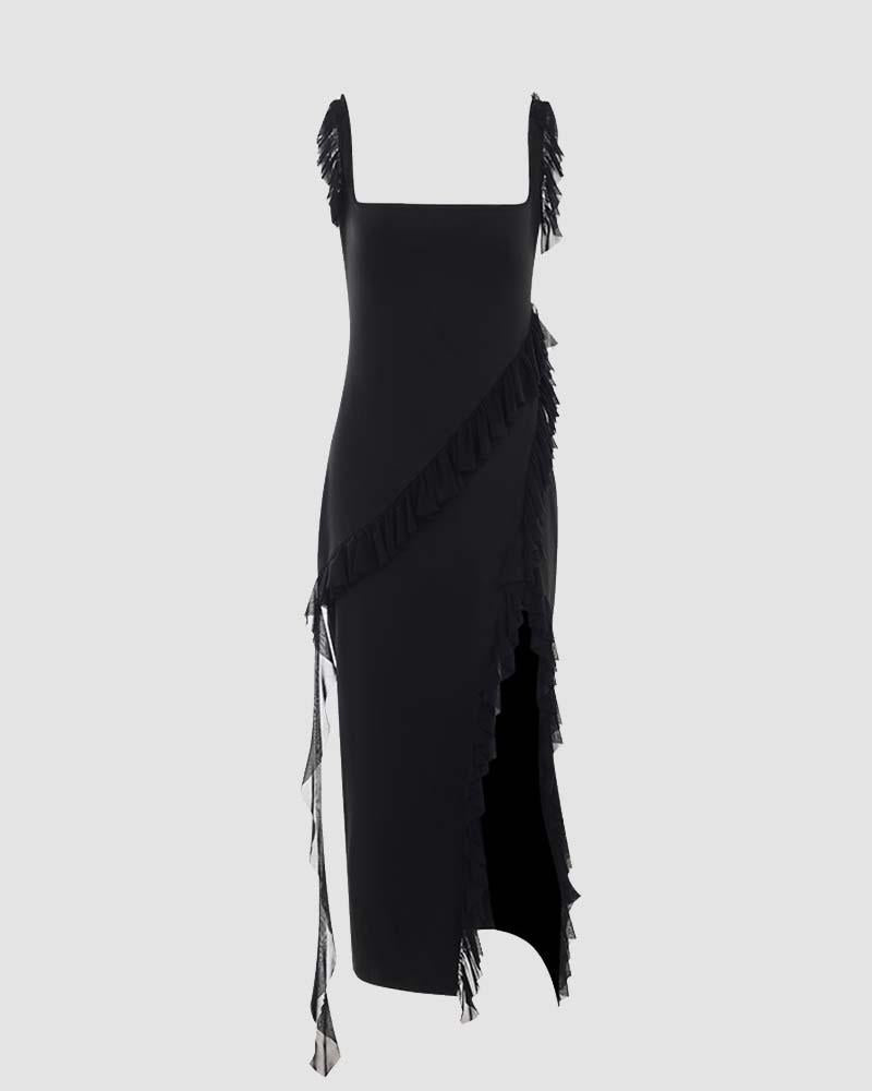 Romantisches, freizügiges Maxikleid mit Rüschen